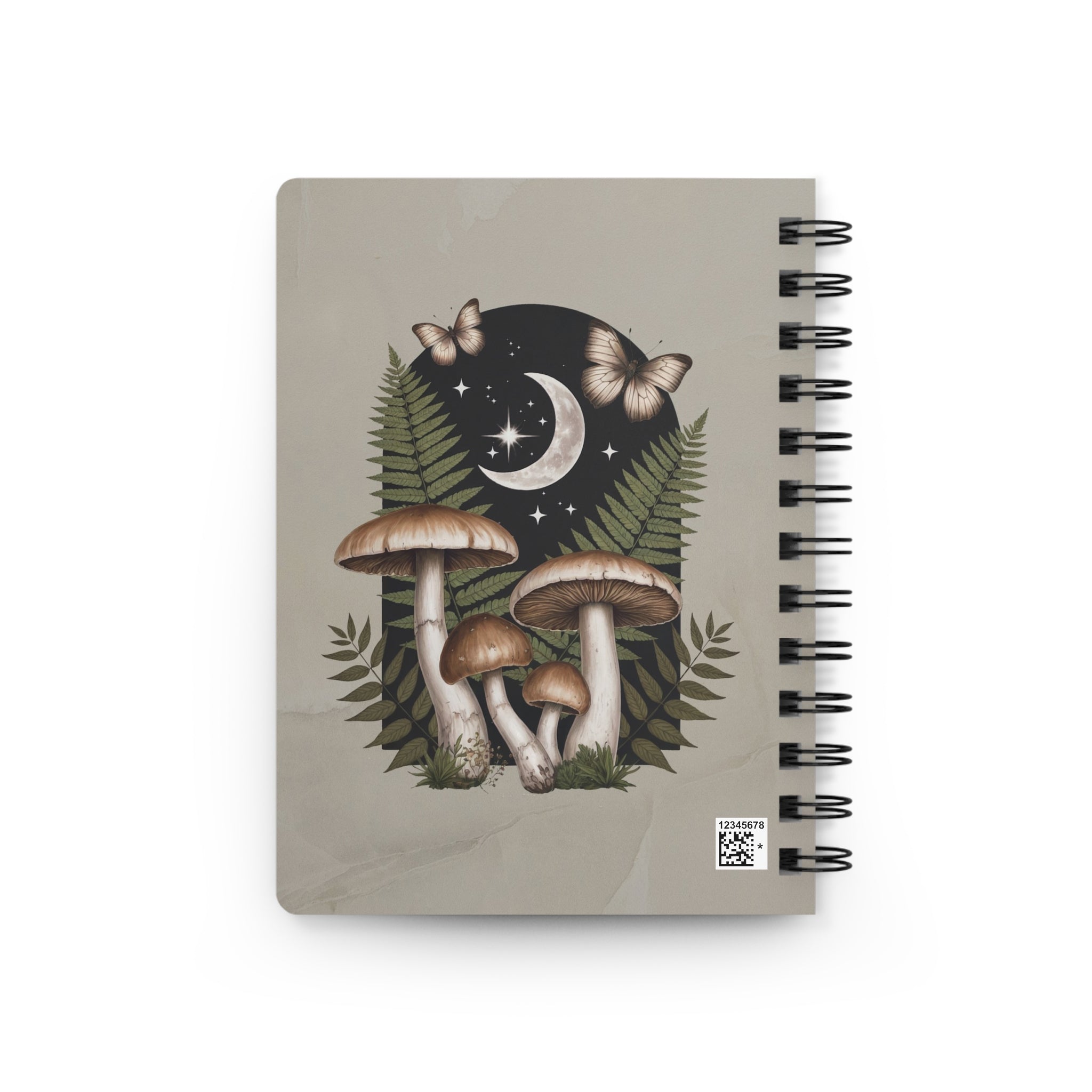 Mushroom Moon Cottagecore Spiral Notebook | Botanical Night Journal