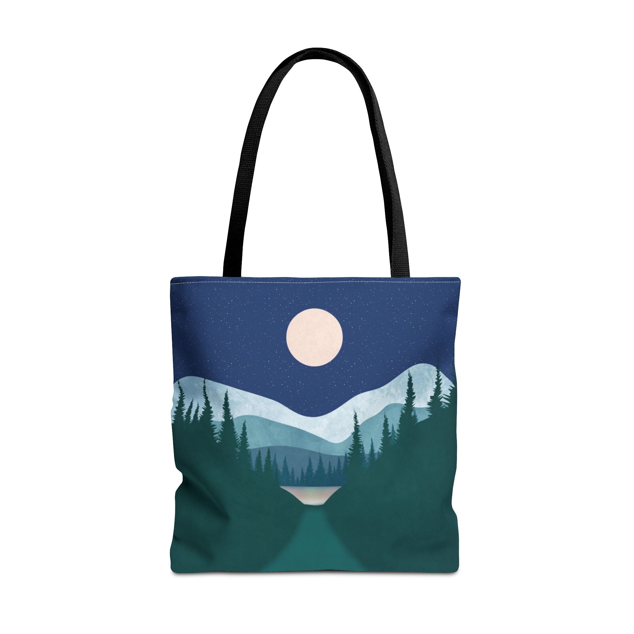 Alpine Moonlit Trail Tote Bag | Night Lake Scenic Tote