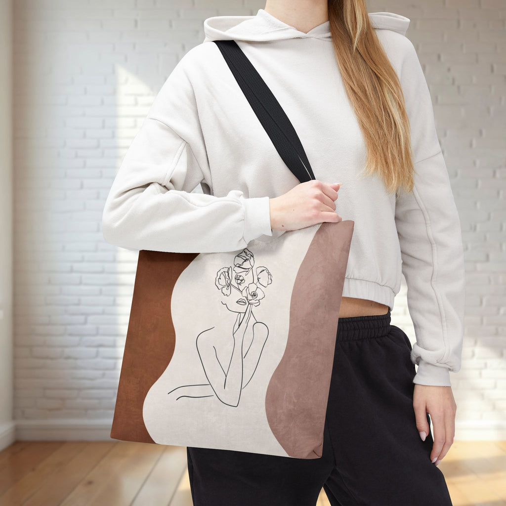 Abstract Woman Line Art Minimalist Tote Bag — Minimalist Line Drawing Tote