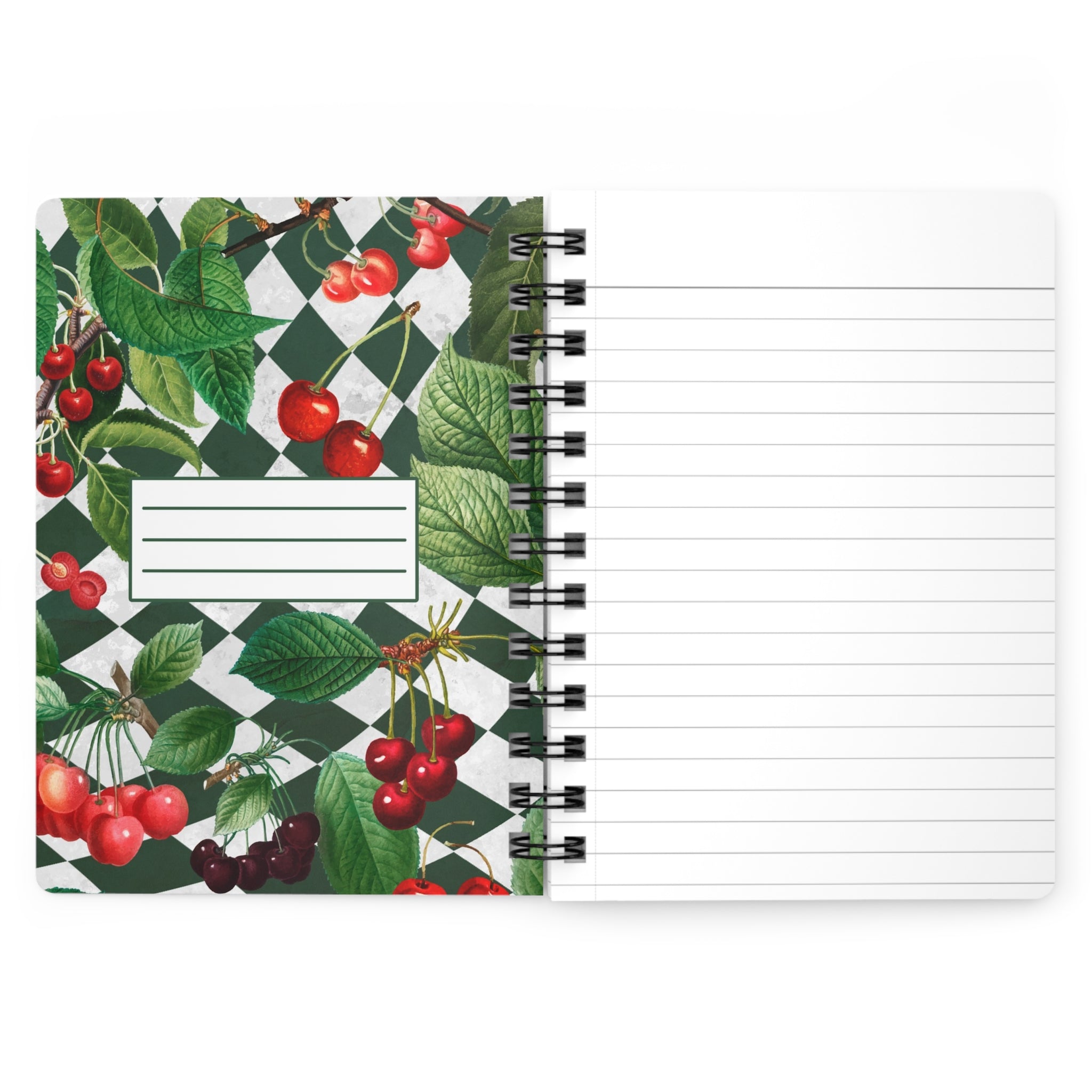 Cherry Green Checkered Spiral Laminated Journal Notebook