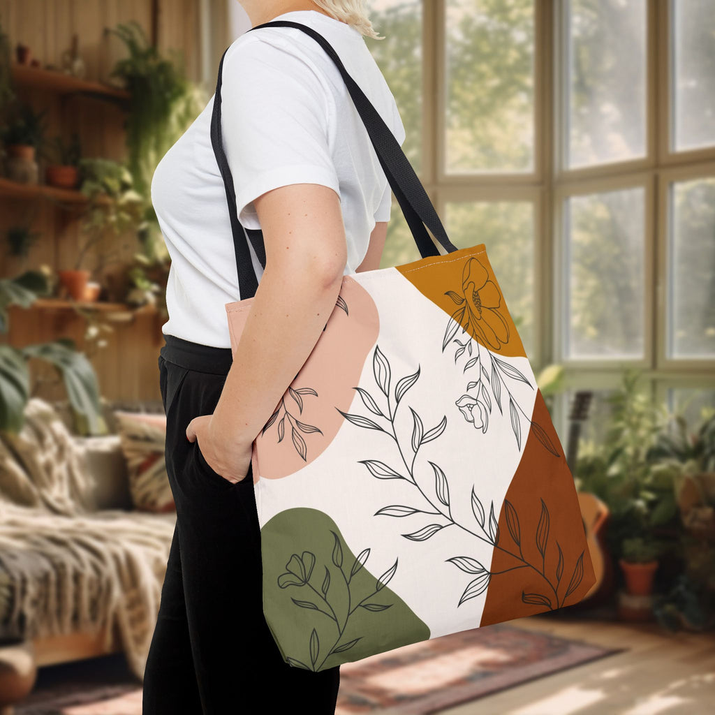 Abstract Floral Line Art Tote Bag | Minimal Botanical Illustration