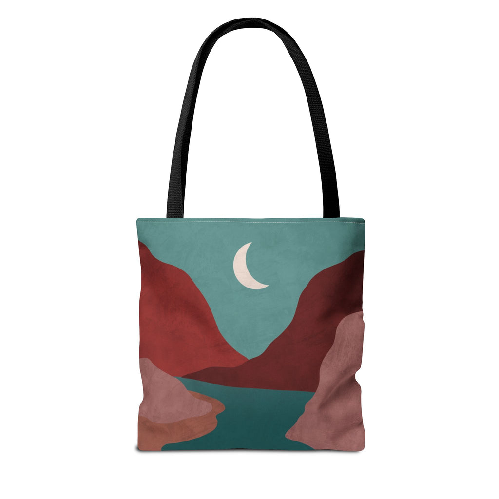 Moonlit Mountain Stream Tote Bag | Burgundy And Teal