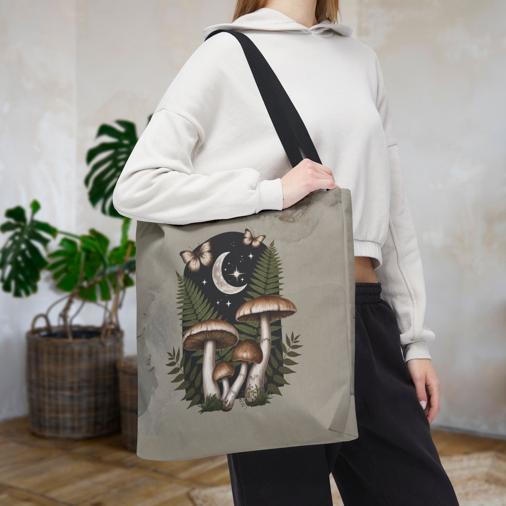 Mushroom Moon Cottagecore Tote Bag