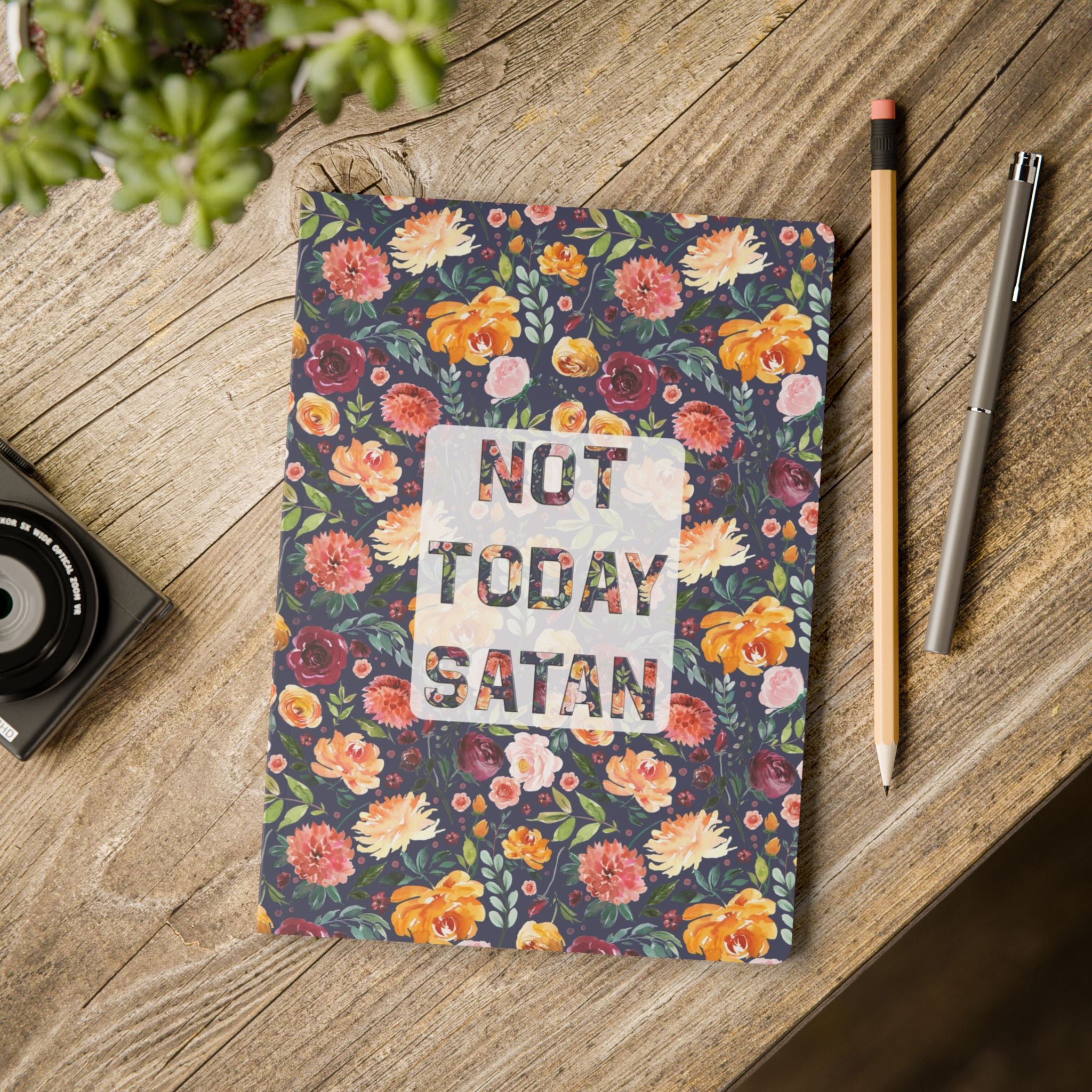 Not Today Satan Softcover Journal | Floral Notebook for Daily Affirmations & Gift