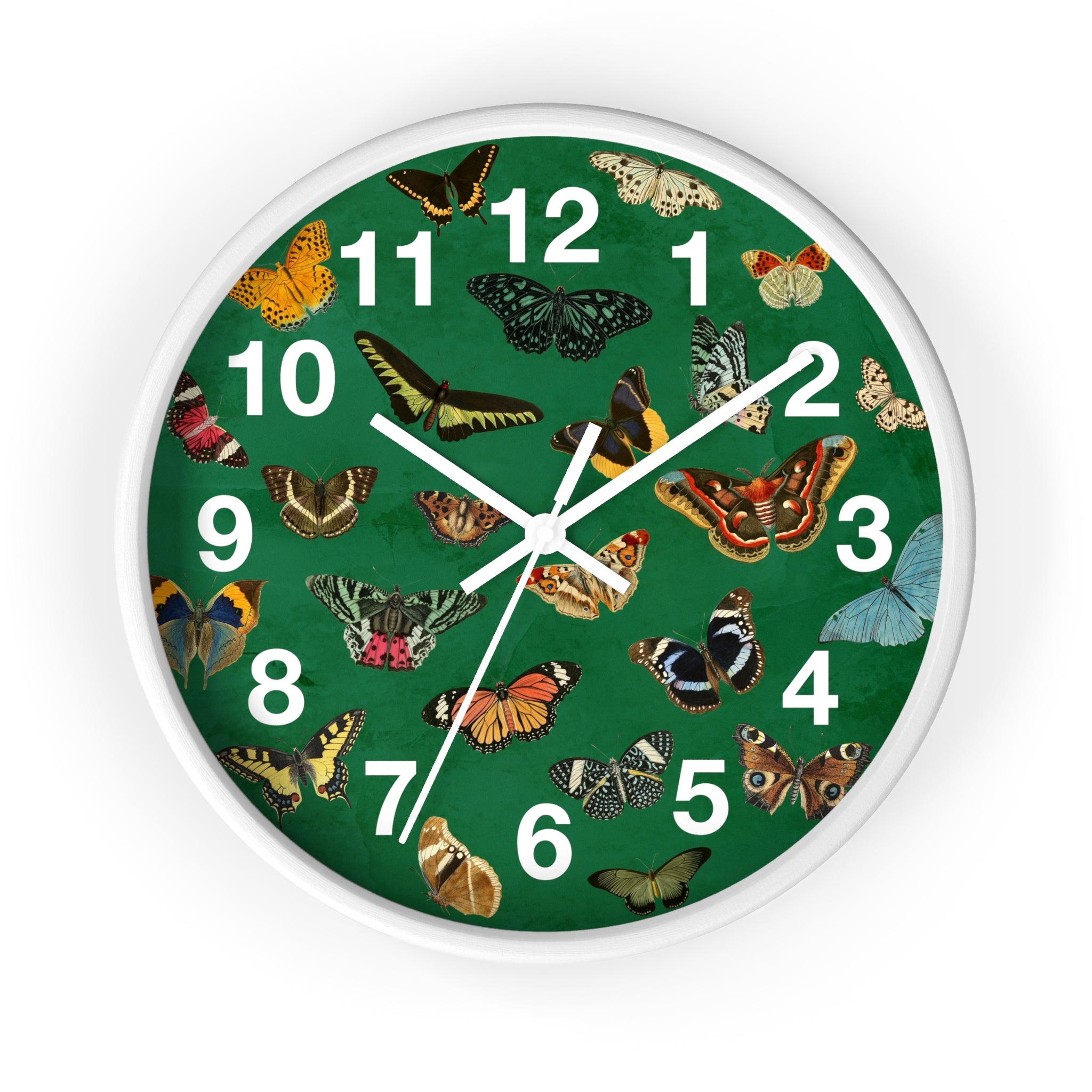 Verdant Green Butterfly & Moth Wall Clock