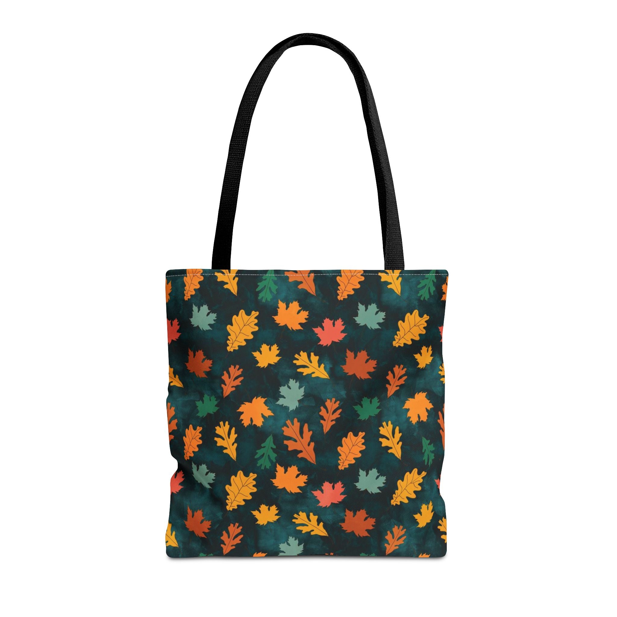 Teal Fall Leaves Tote Bag | Autumn Leaf Pattern