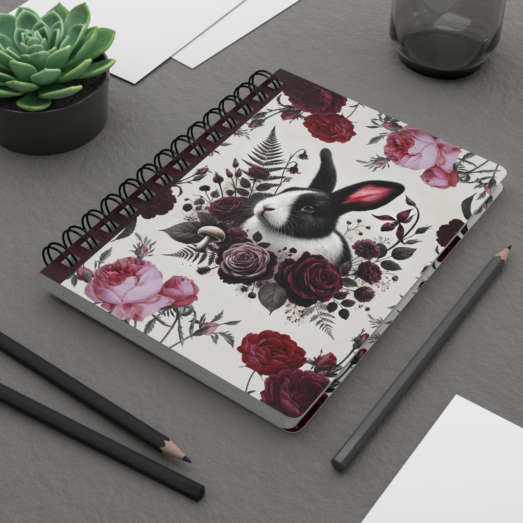 Black Dutch Rabbit Floral Spiral Journal