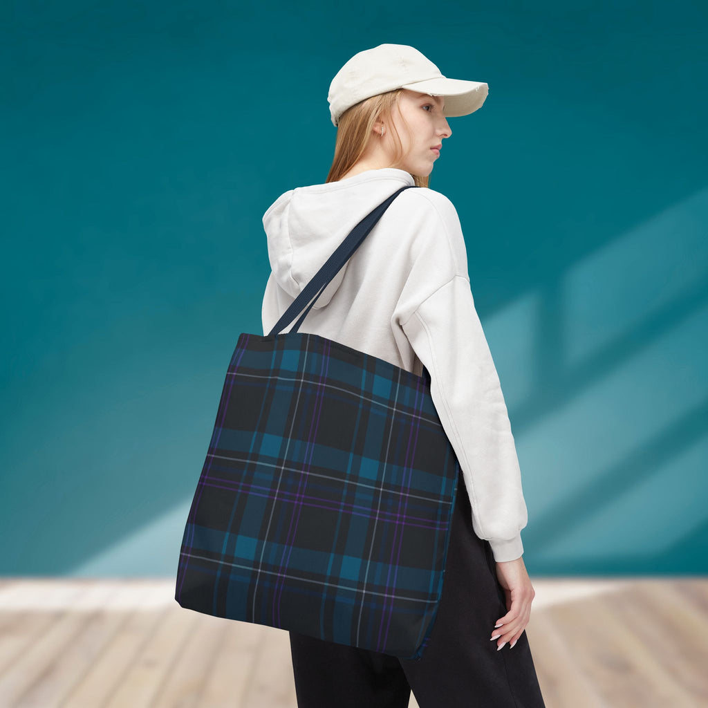 Tartan Plaid Tote Bag | Teal Navy Purple