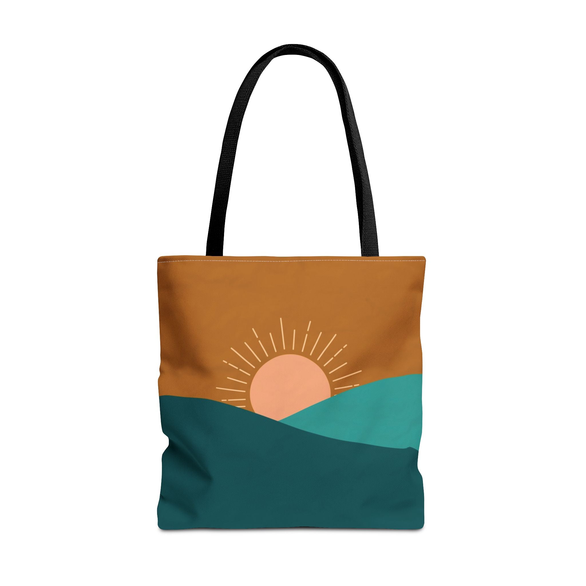 Boho Desert Tote Bag - Mustard & Teal Abstract Print