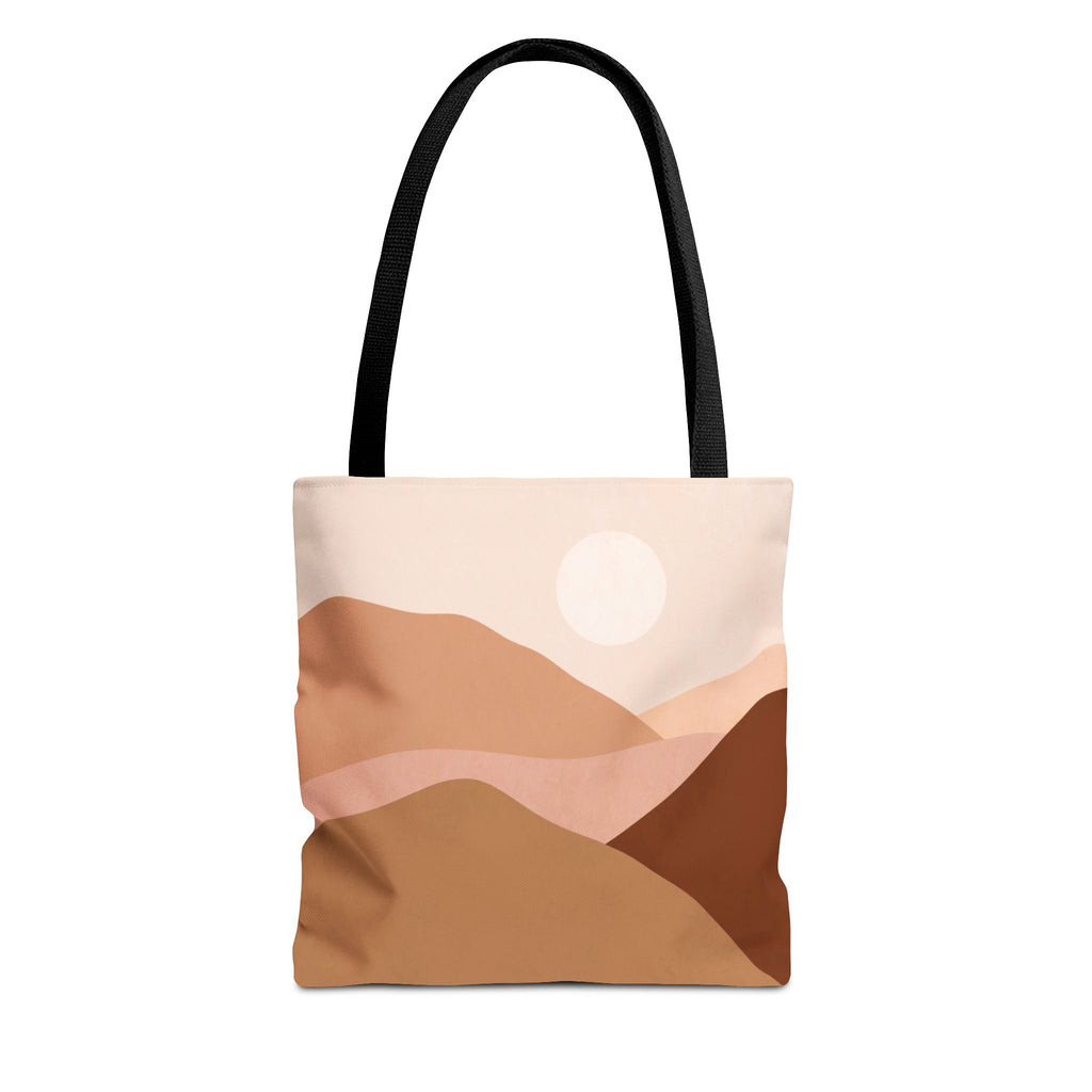 Mountain Desert Neutral Tote Bag | Scenic Mountain & Desert Print Tote
