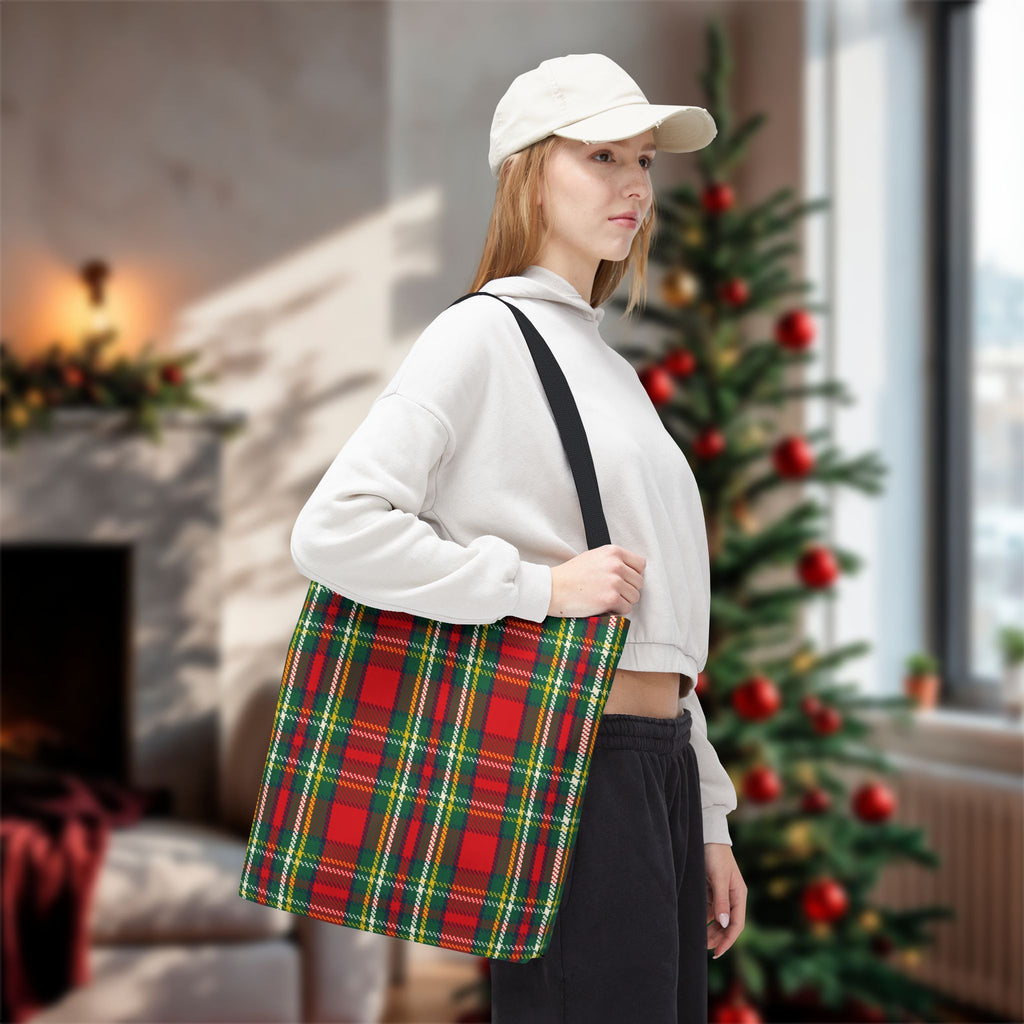 Red Green Tartan Plaid Tote Bag | Classic Scottish Plaid Carryall