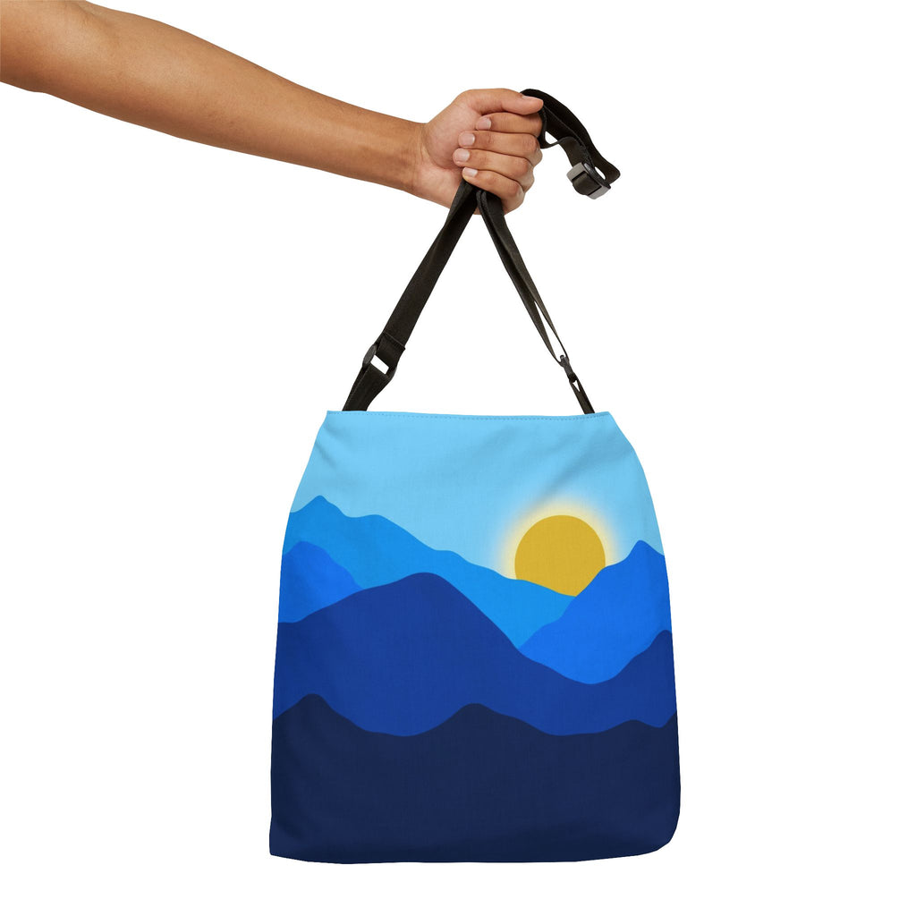 Mountain Cobalt Blue Sunrise Adjustable Tote Bag