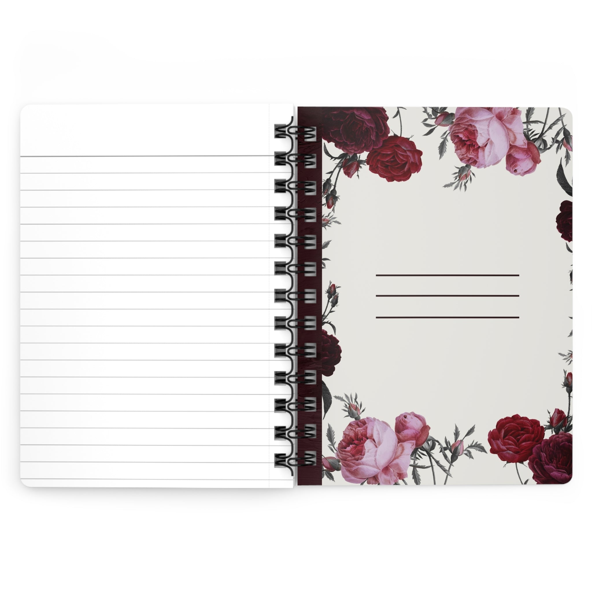 Black Dutch Rabbit Floral Dark Cottagecore Spiral Bound Journal