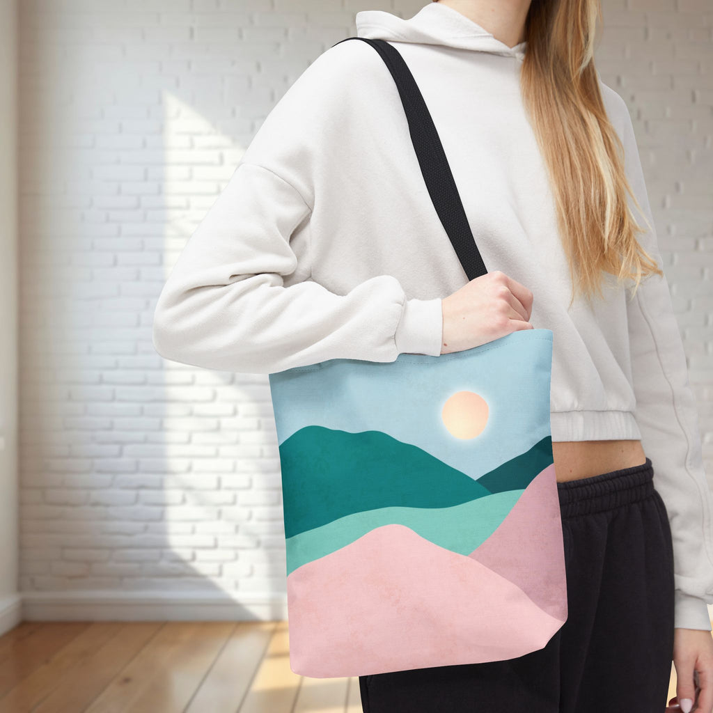 Mountain Desert Pastel Tote Bag | Mint, Teal & Pink