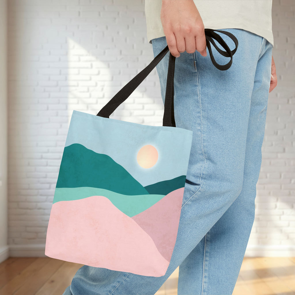 Mountain Desert Pastel Tote Bag | Mint, Teal & Pink