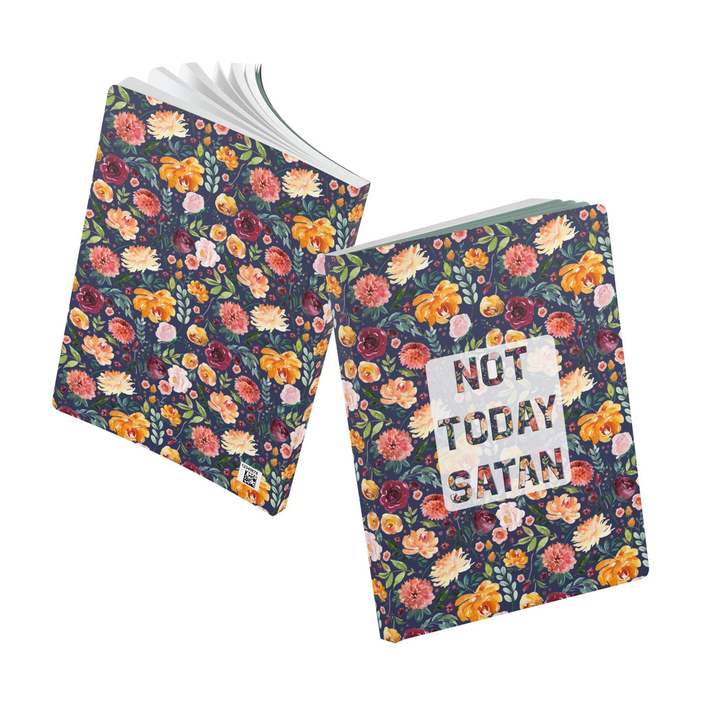 Not Today Satan Softcover Journal | Floral Notebook for Daily Affirmations & Gift