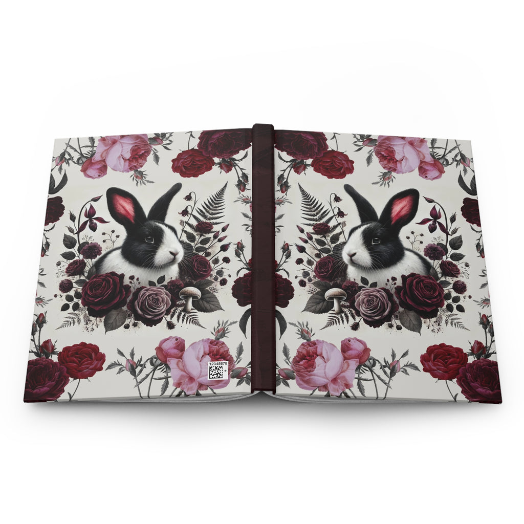 Black Dutch Rabbit Floral Hardcover Journal