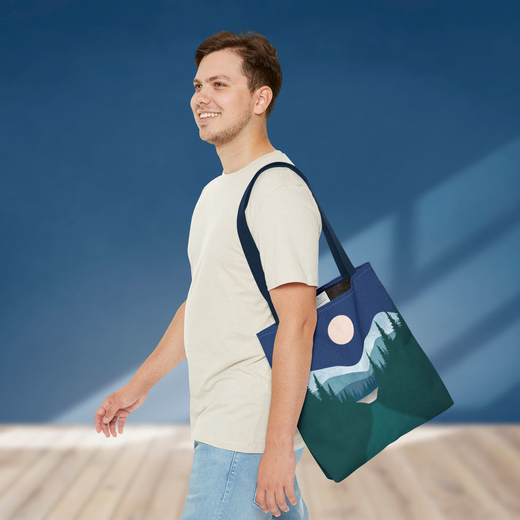 Alpine Moonlit Trail Tote Bag | Night Lake Scenic Tote