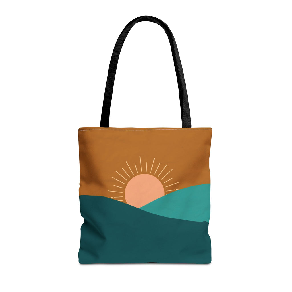 Boho Desert Tote Bag - Mustard & Teal Abstract Print