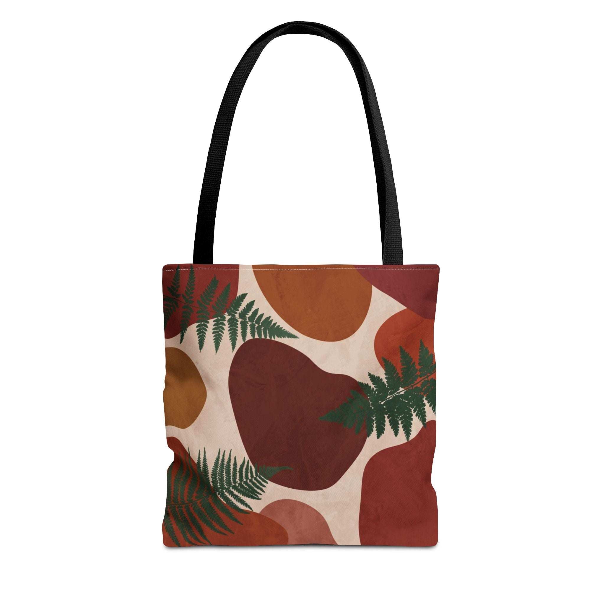 Geometric Fern Tote Bag | Burgundy Rust Mustard Burnt Orange