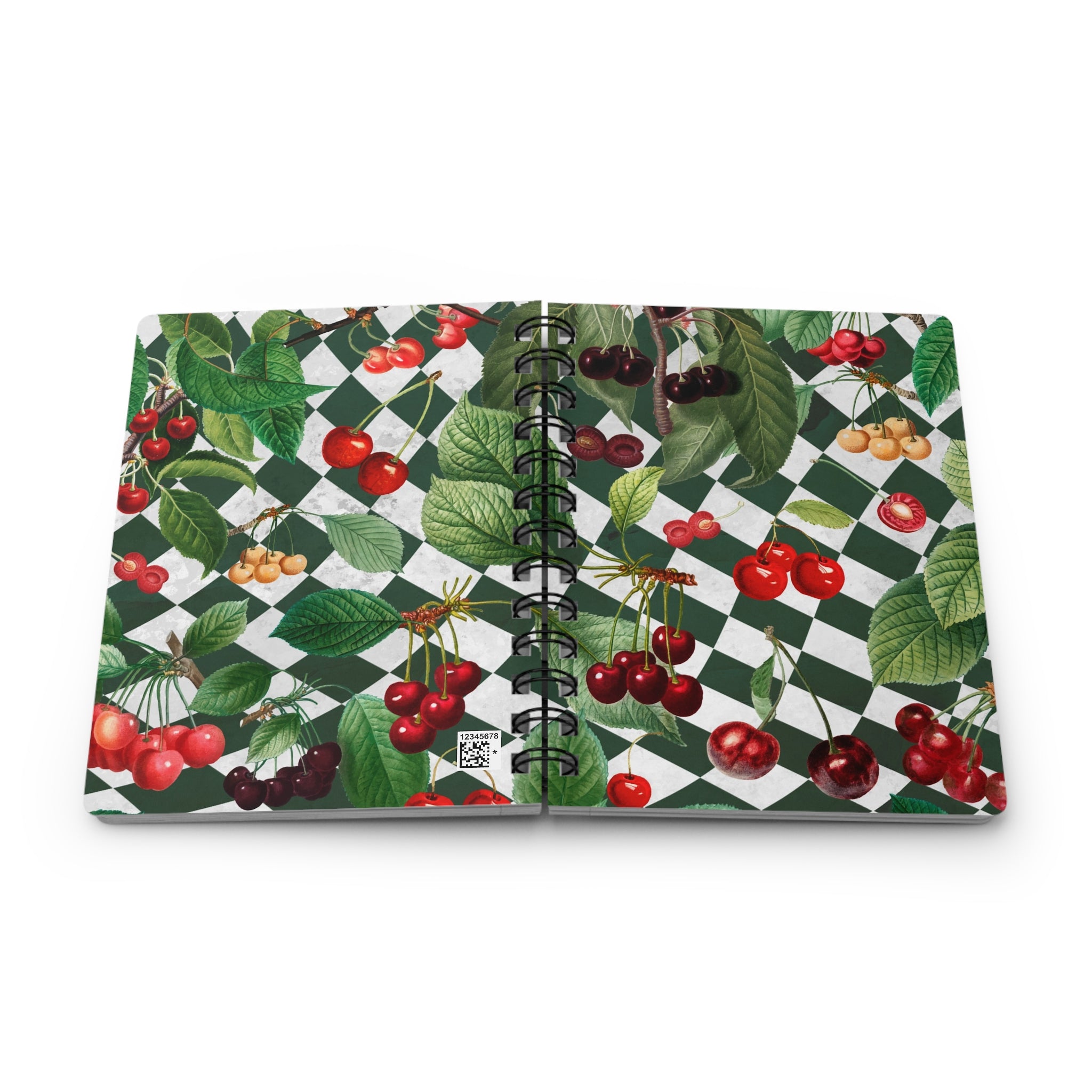 Cherry Green Checkered Spiral Laminated Journal Notebook