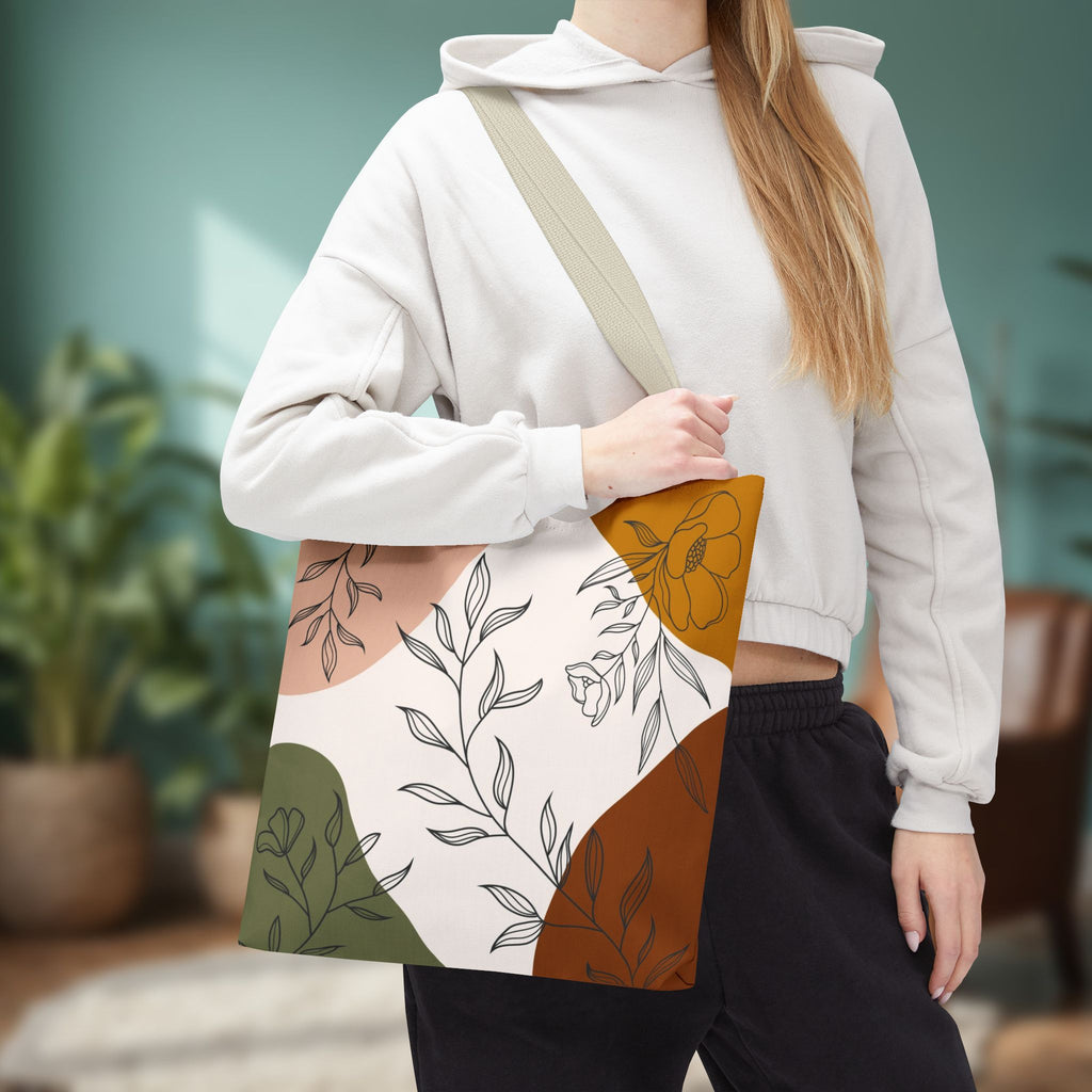 Abstract Floral Line Art Tote Bag | Minimal Botanical Illustration