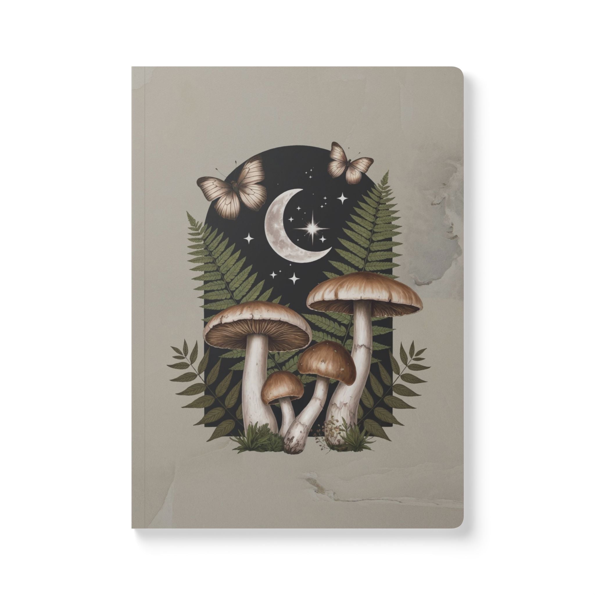 Mushroom Moon Softcover Journal | Botanical Night Sky Notebook