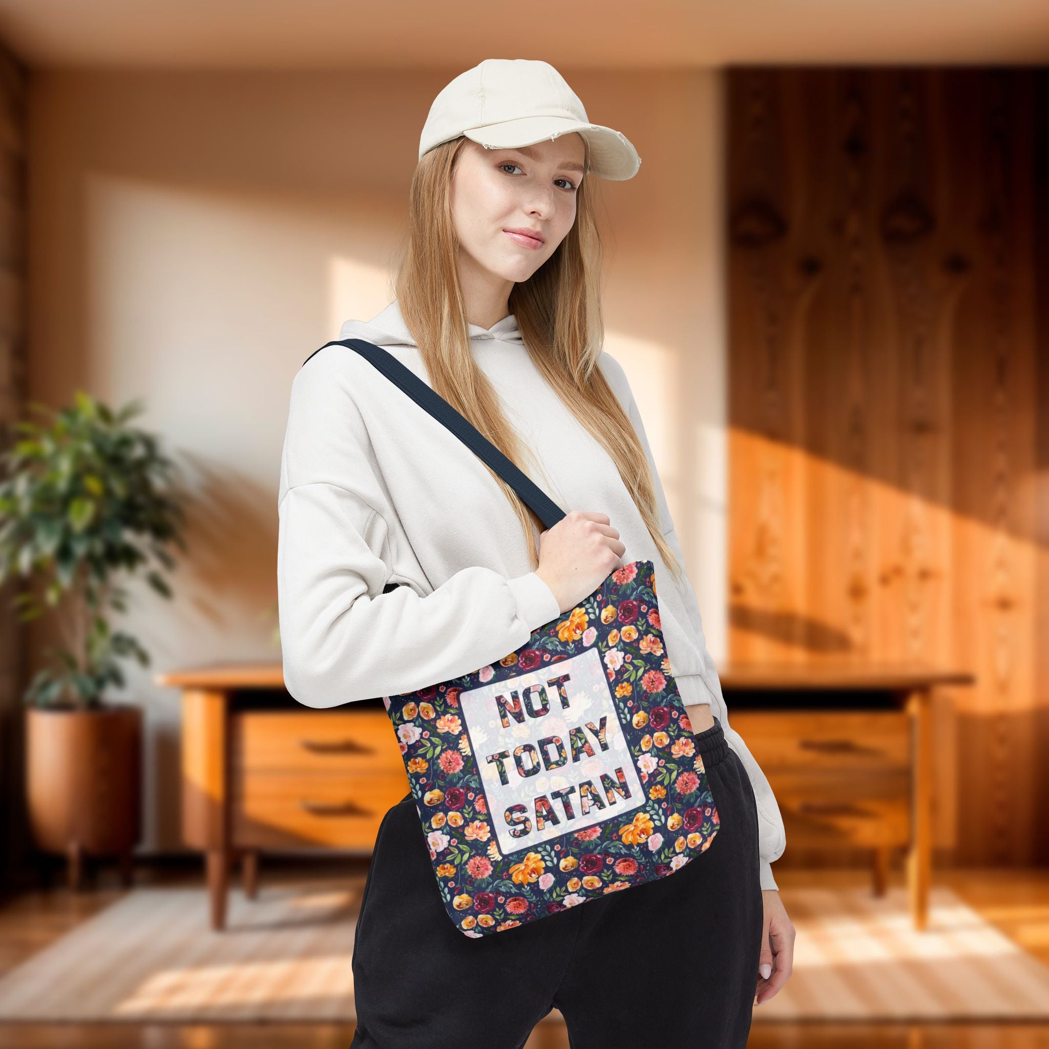 Not Today Satan Floral Tote Bag