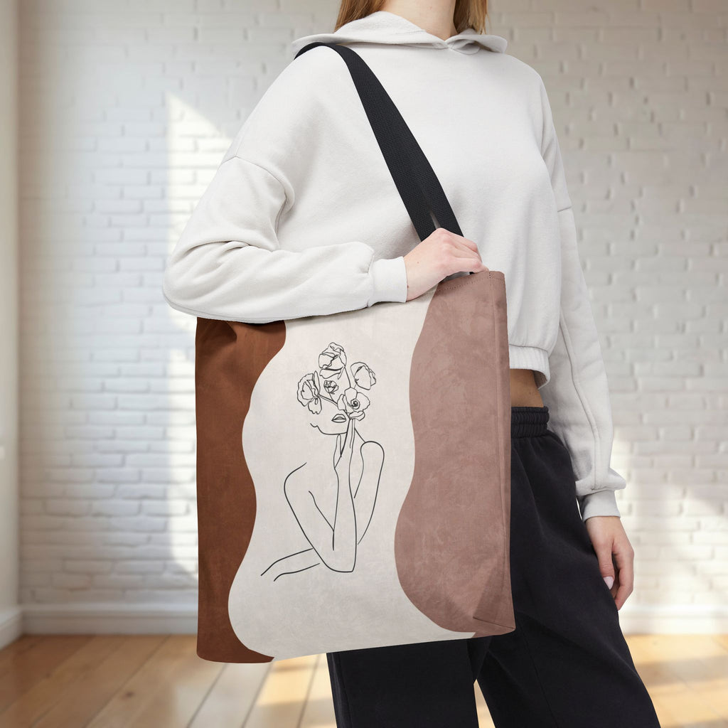 Abstract Woman Line Art Minimalist Tote Bag — Minimalist Line Drawing Tote