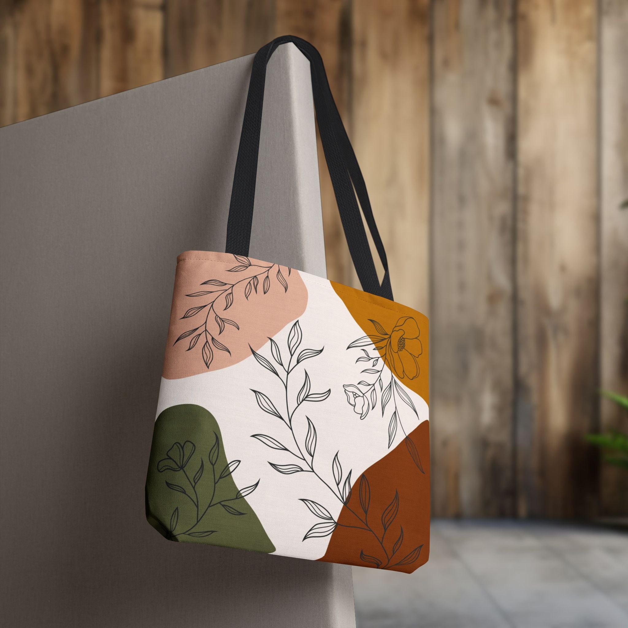 Abstract Floral Line Art Tote Bag | Minimal Botanical Illustration