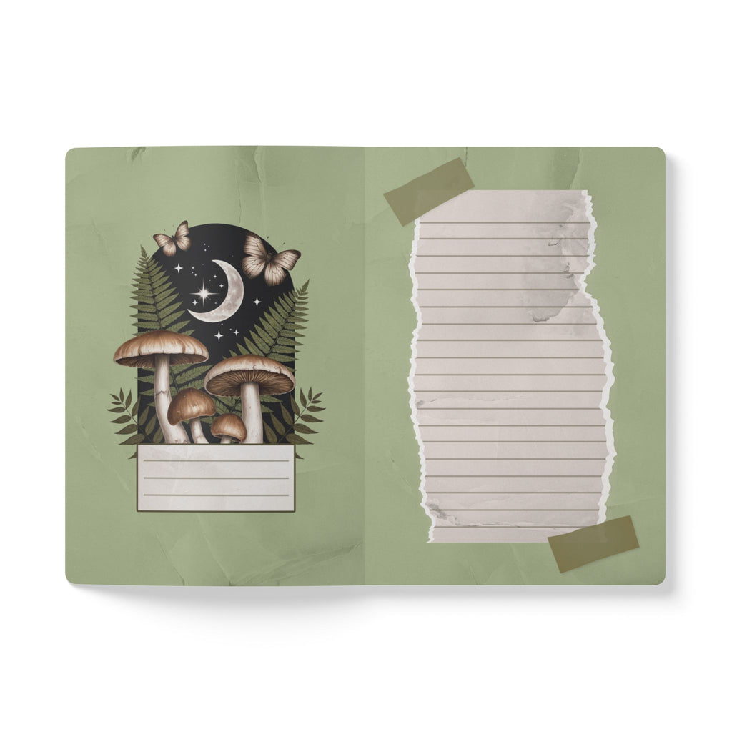 Mushroom Moon Softcover Journal | Botanical Night Sky Notebook