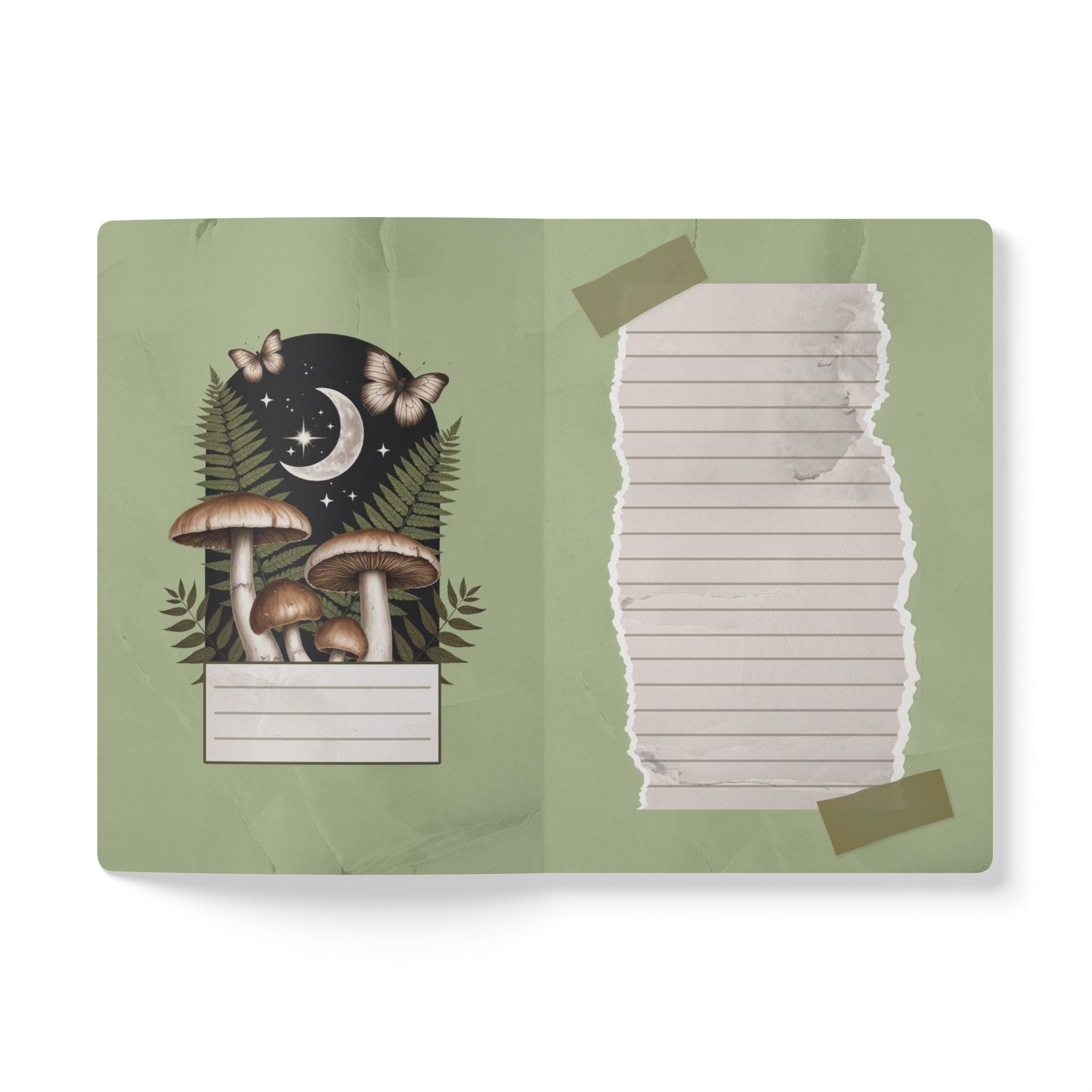 Mushroom Moon Softcover Journal | Botanical Night Sky Notebook