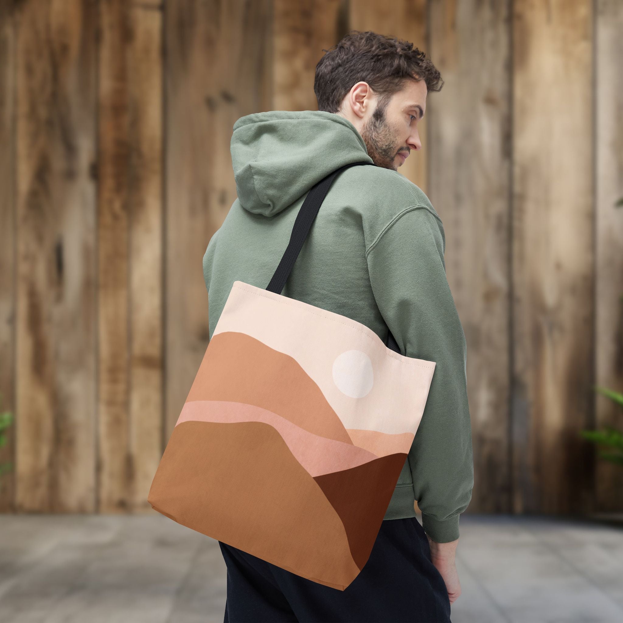 Mountain Desert Neutral Tote Bag | Scenic Mountain & Desert Print Tote