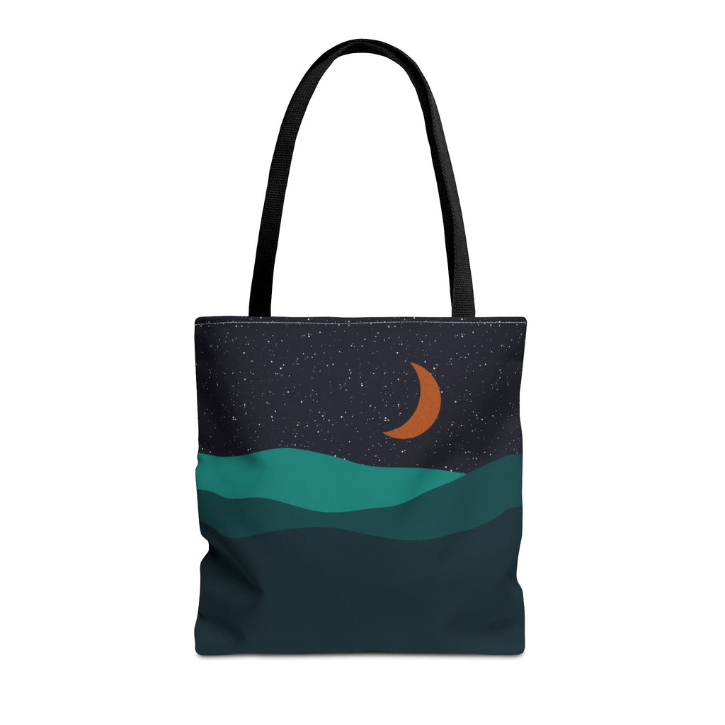 Mountain Desert Crescent Moon Tote Bag | Orange and Teal