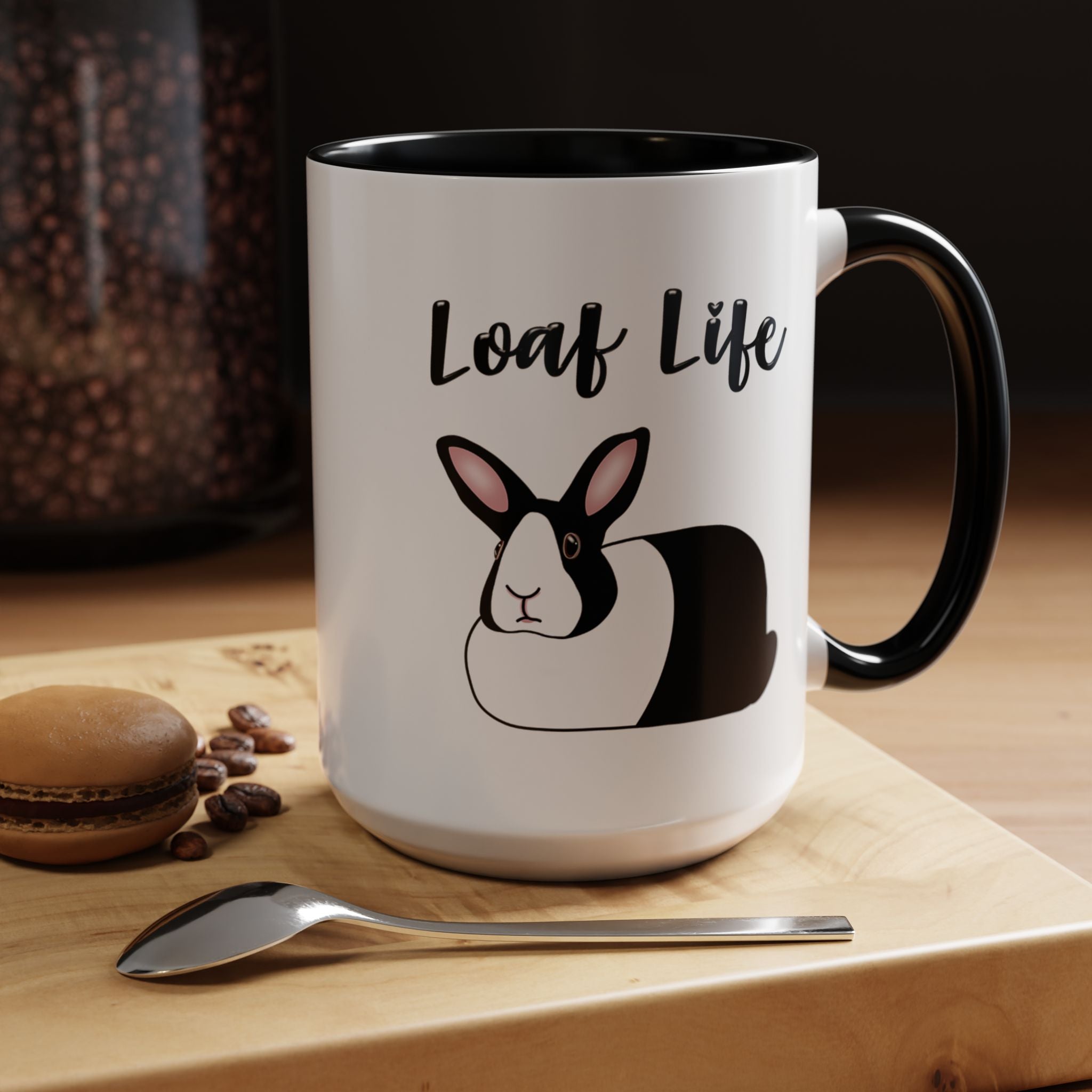 Loaf Life Dutch Rabbit Coffee Mug | 11oz & 15oz Ceramic Black Dutch Accent Mug