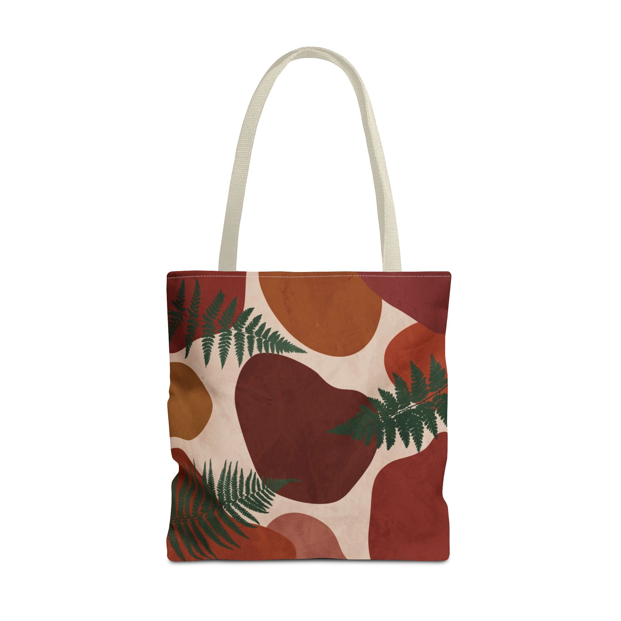 Geometric Fern Tote Bag | Burgundy Rust Mustard Burnt Orange