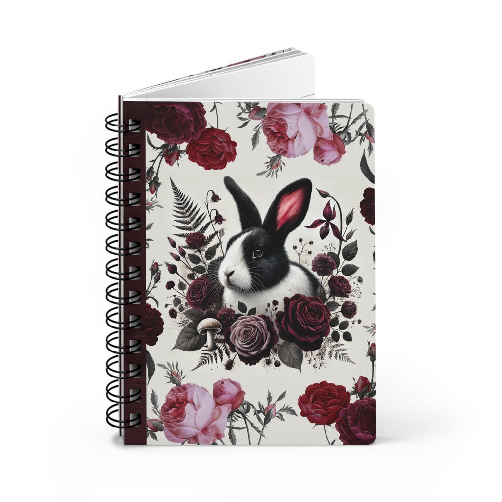 Black Dutch Rabbit Floral Spiral Journal