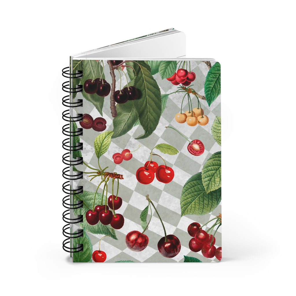 Cherry Gray Checkered Spiral Laminated Journal Notebook