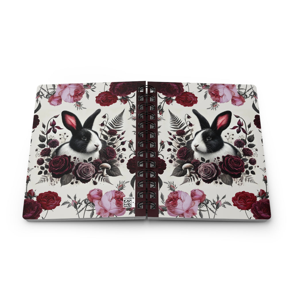 Black Dutch Rabbit Floral Spiral Journal