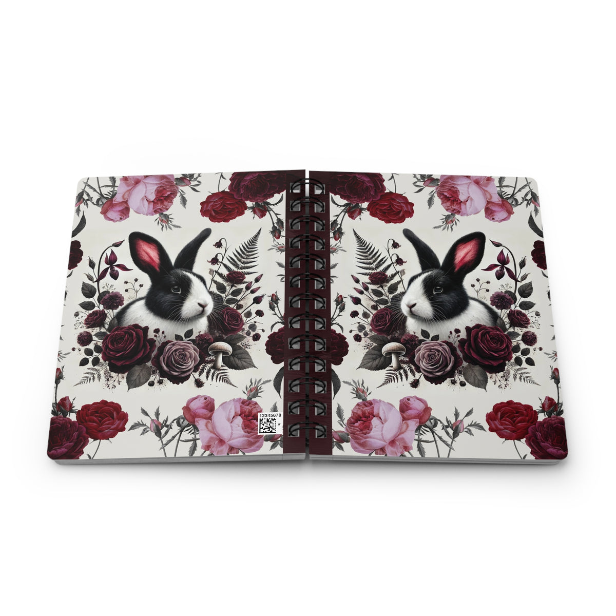 Black Dutch Rabbit Floral Spiral Journal