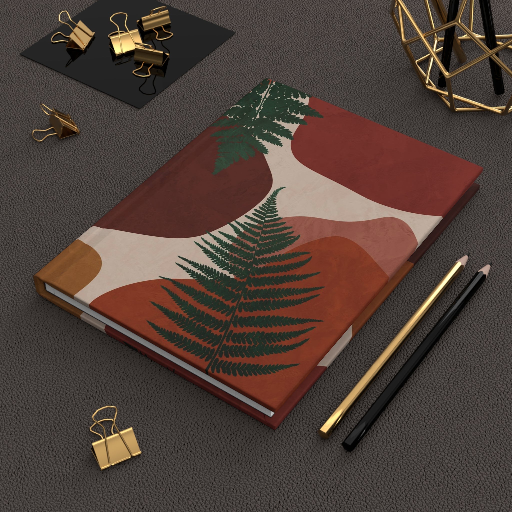 Rust & Burgundy Geometric Fern Hardcover Journal