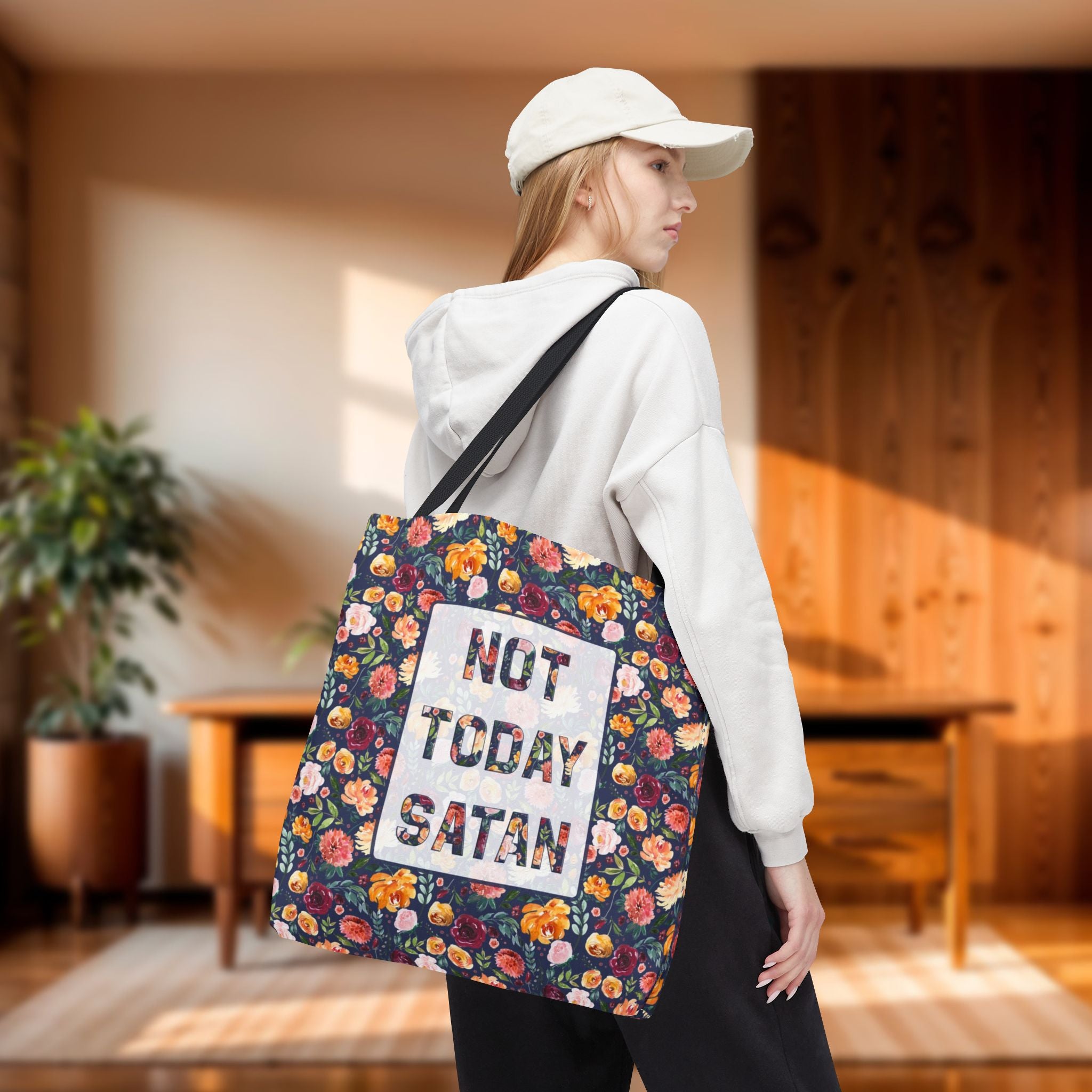 Not Today Satan Floral Tote Bag