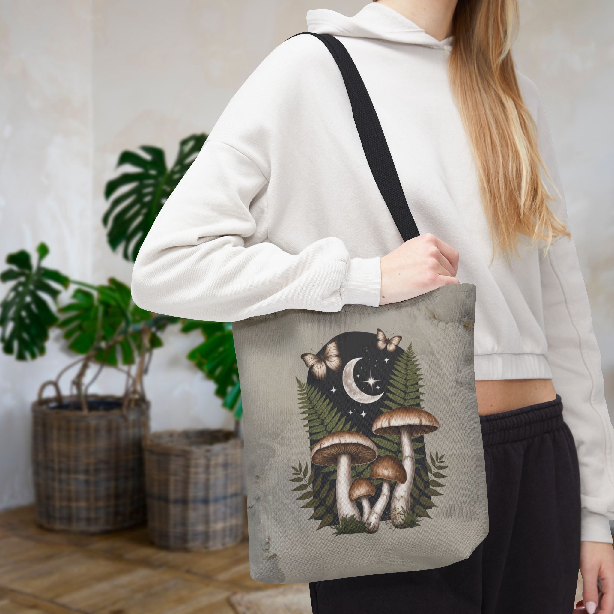 Mushroom Moon Cottagecore Tote Bag