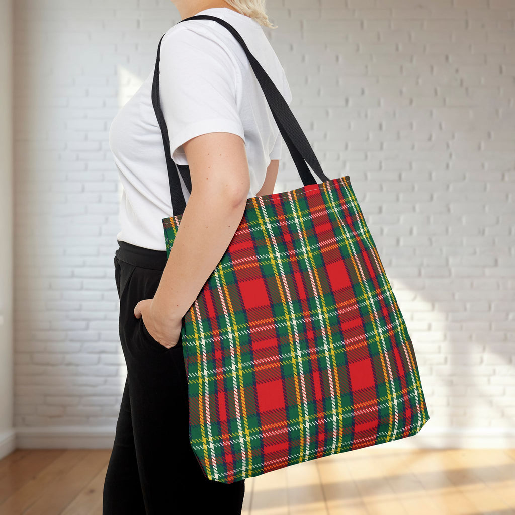 Red Green Tartan Plaid Tote Bag | Classic Scottish Plaid Carryall
