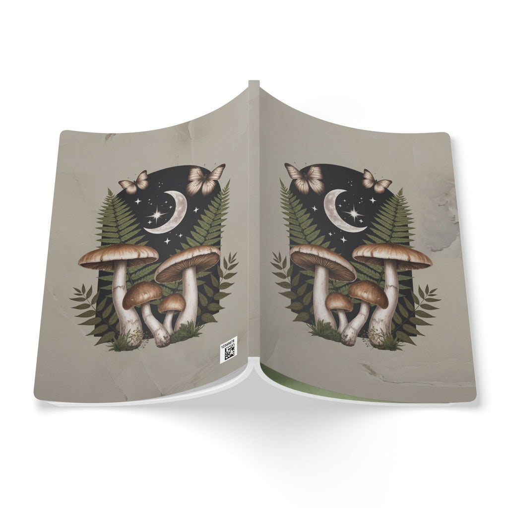 Mushroom Moon Softcover Journal | Botanical Night Sky Notebook