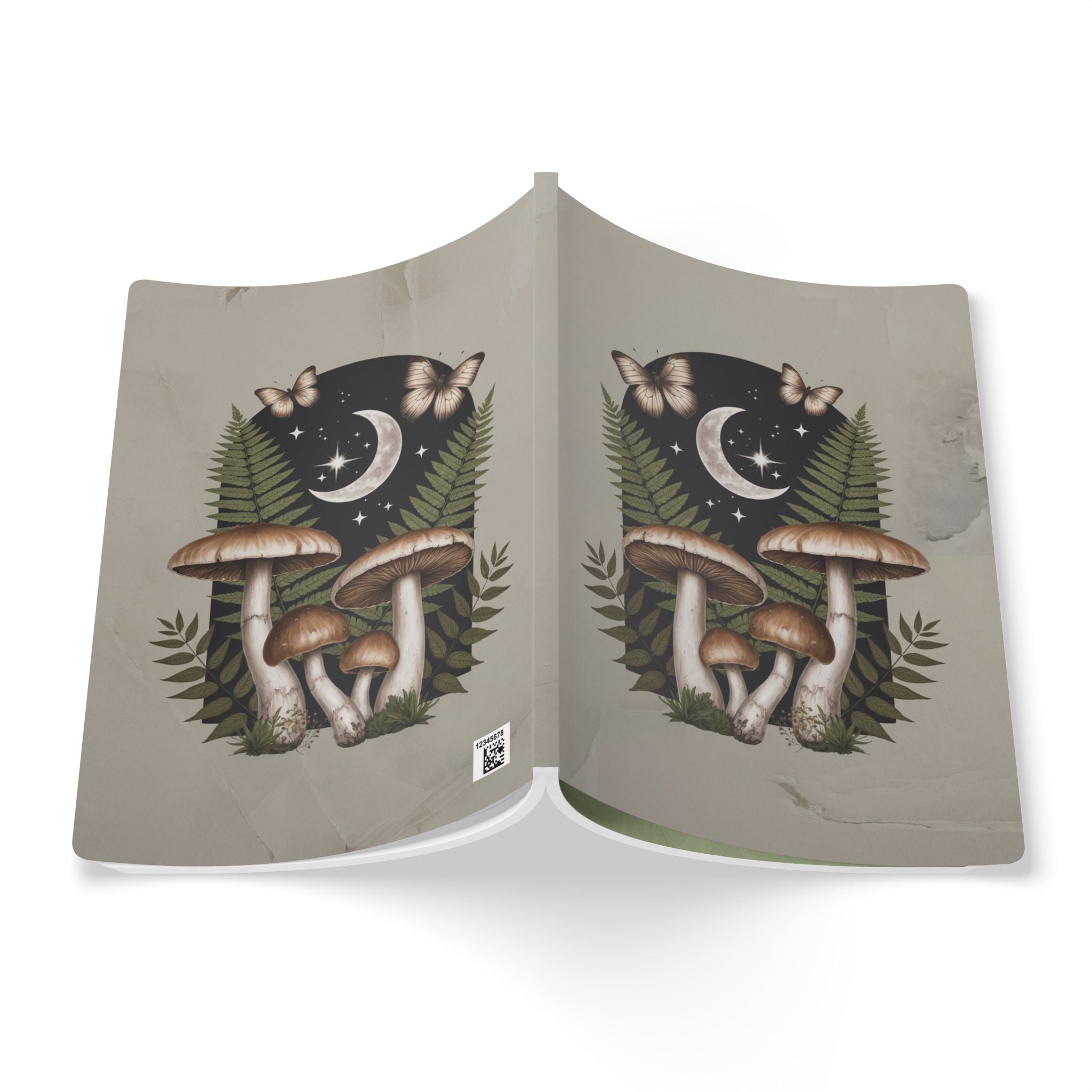 Mushroom Moon Softcover Journal | Botanical Night Sky Notebook