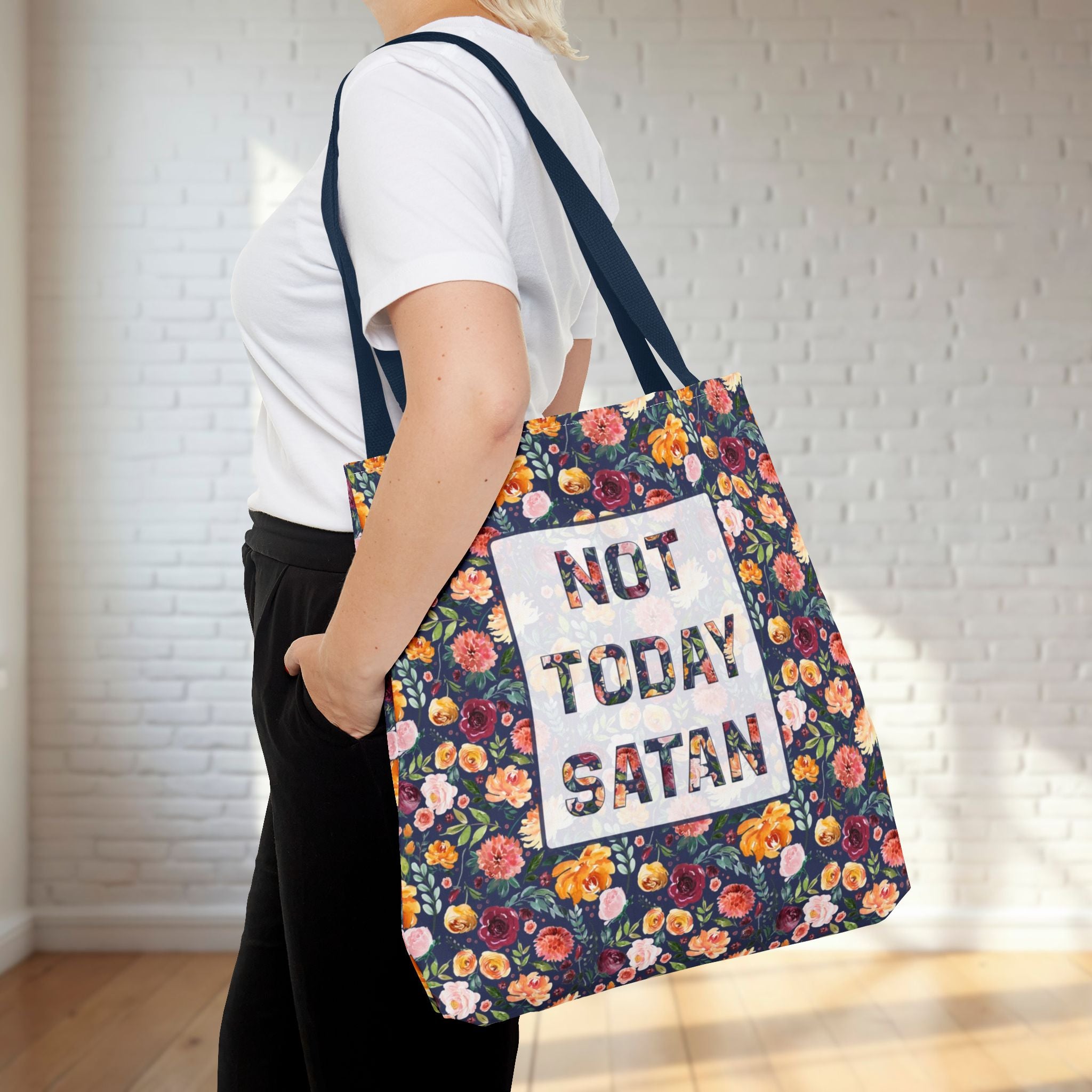 Not Today Satan Floral Tote Bag