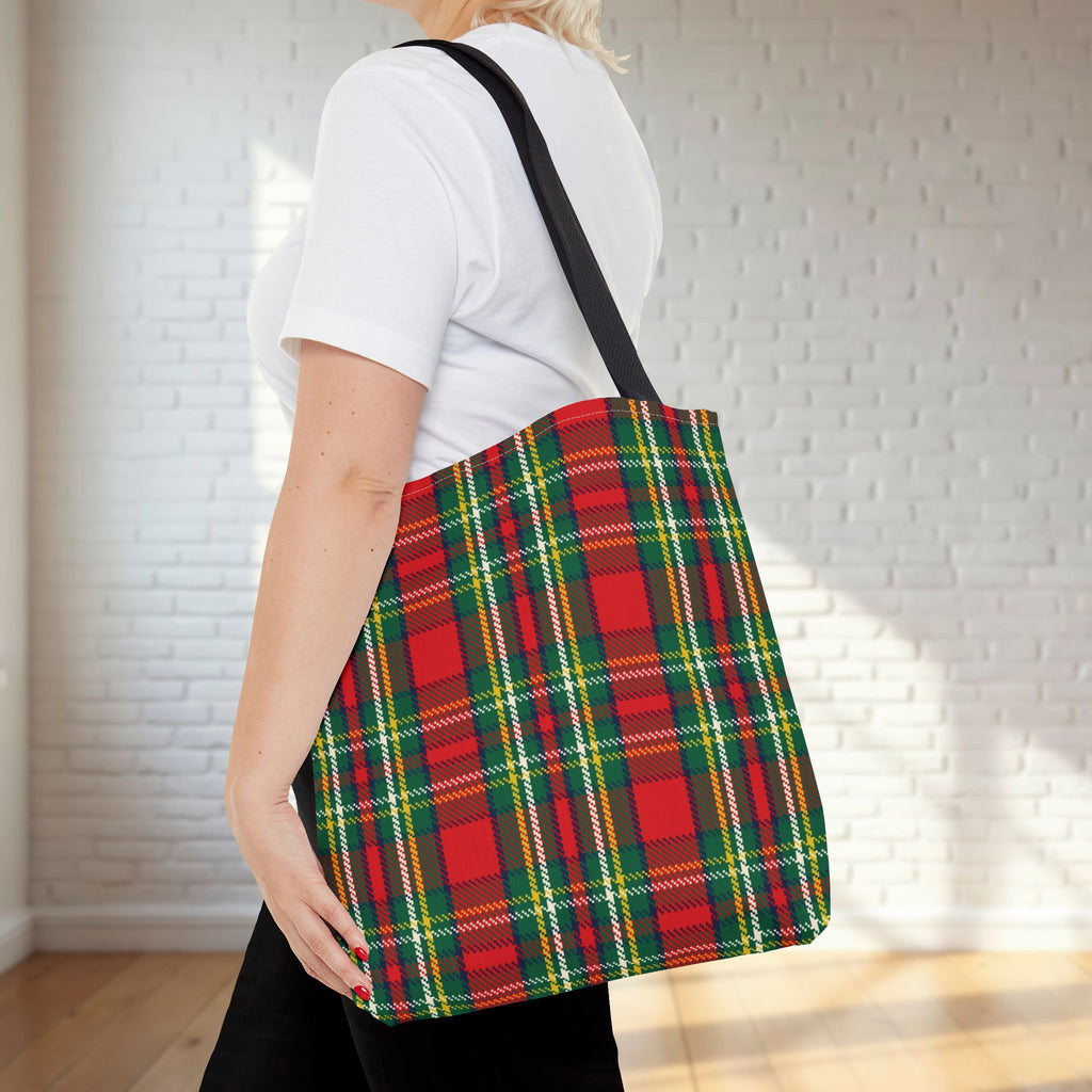 Red Green Tartan Plaid Tote Bag | Classic Scottish Plaid Carryall