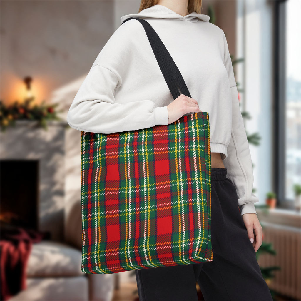 Red Green Tartan Plaid Tote Bag | Classic Scottish Plaid Carryall