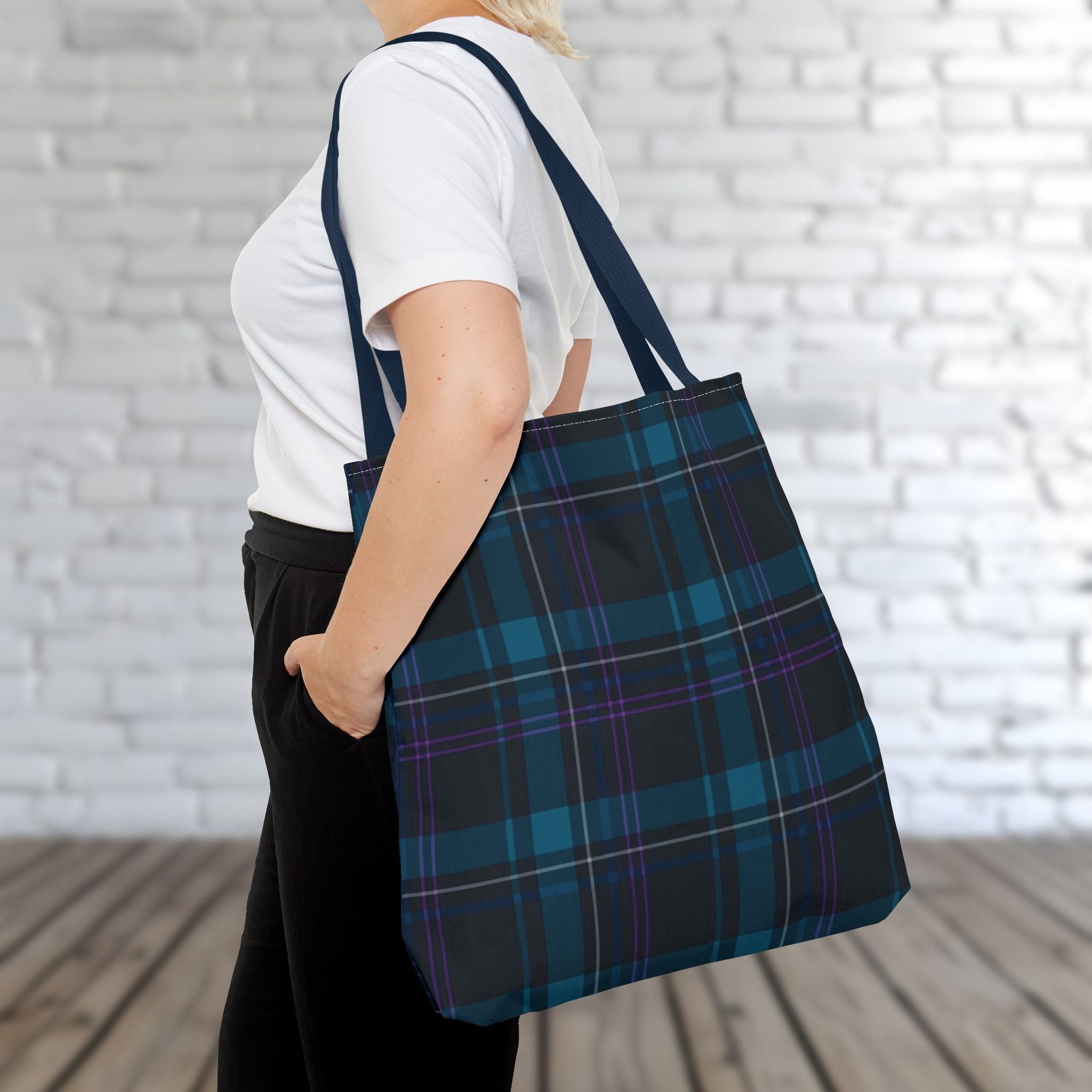 Tartan Plaid Tote Bag | Teal Navy Purple